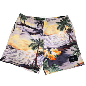 Vtg Ali’i Aloha 80s 90s Tropical Swim Shorts Men’s Drawstring Board Short Trunks